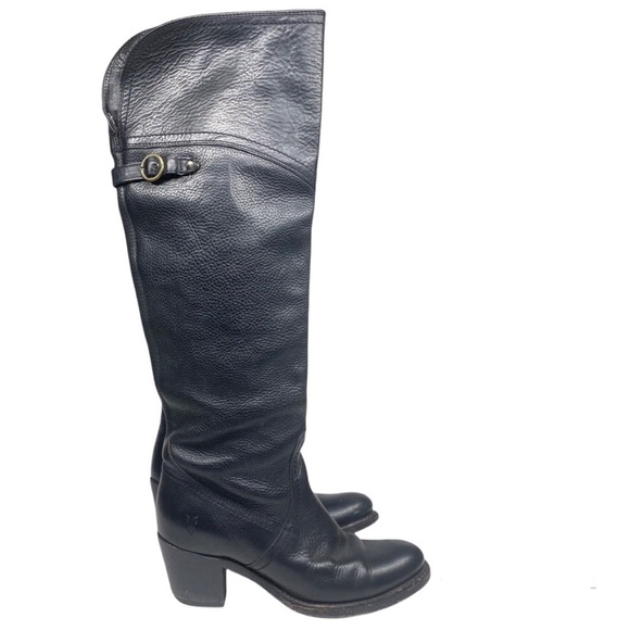 Frye Shoes - FRYE Black Jane Tall Cuff Leather Riding Over Knee Western Riding Boots 6.5